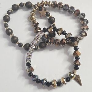 Erimish Gold and Black Beaded Bracelet Set